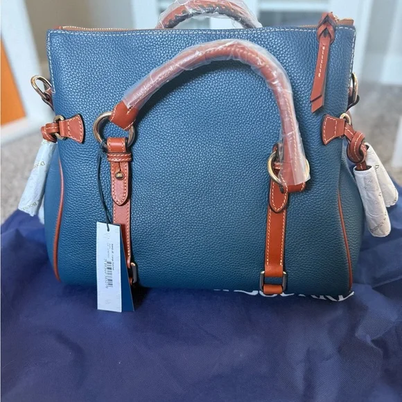 NTW Large Pebbled Leather Satchel in color Jeans - Picture 3 of 10